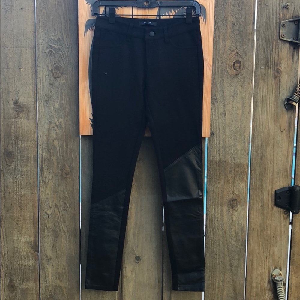 Funktional leather panel skinny pant Black